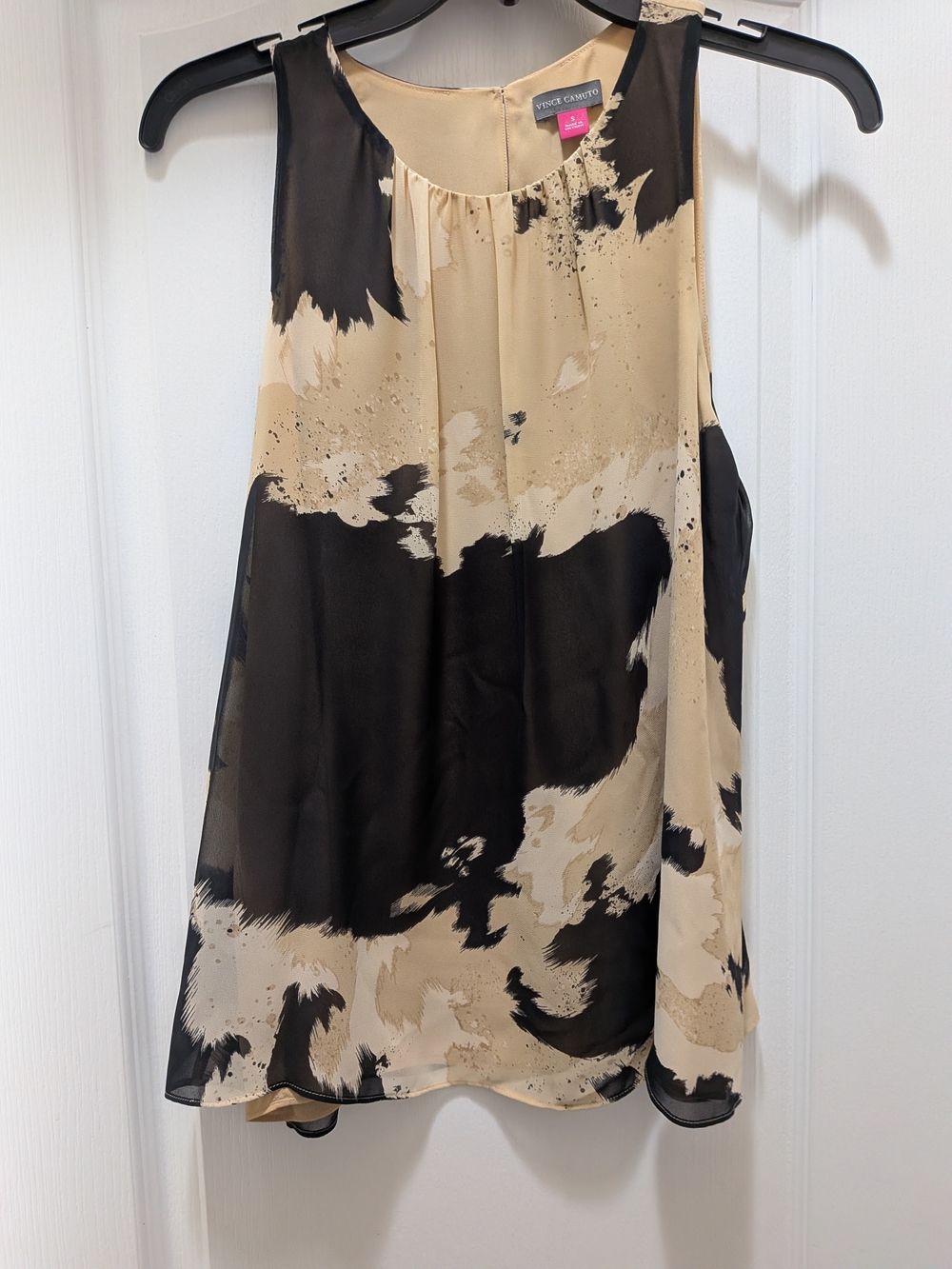 Vince Camuto Beige and Black Abstract A-Line Skirt